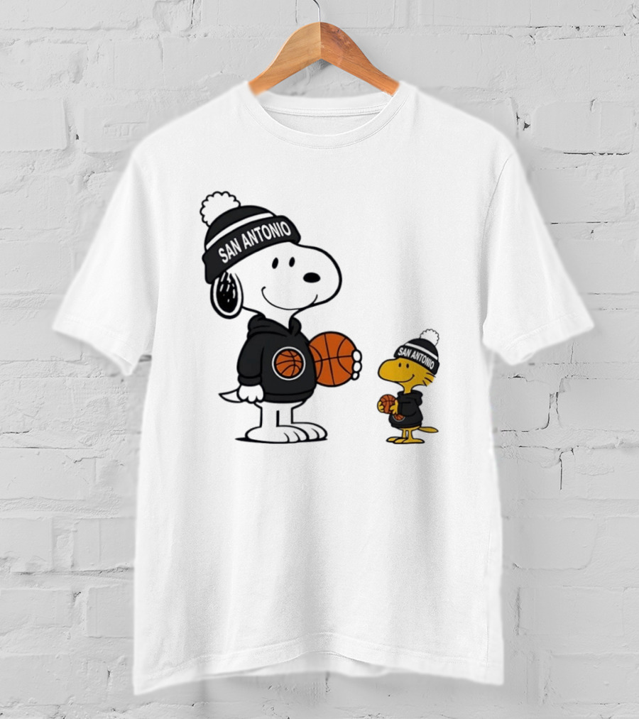 Snoopy And Woodstock Basketball Fans San Antonio Beanies T-Shirt
