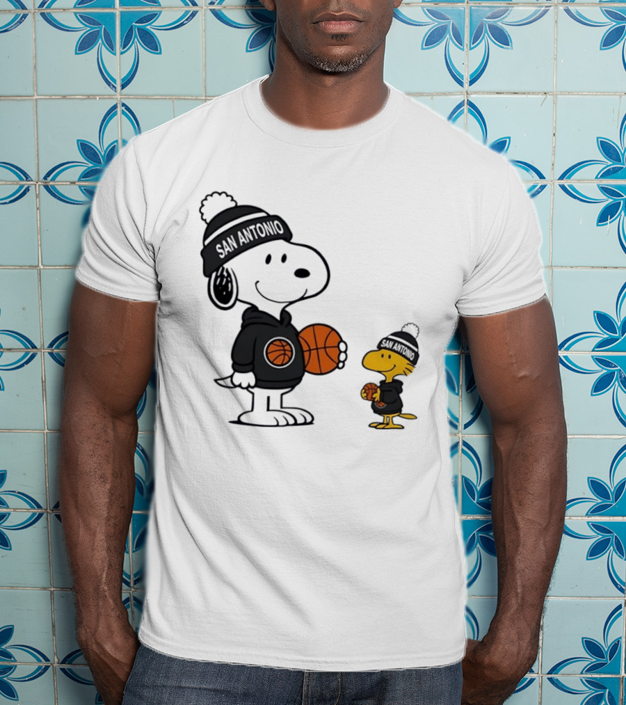 Snoopy And Woodstock Basketball Fans San Antonio Beanies T-Shirt