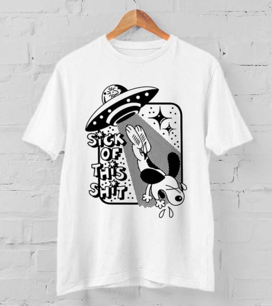 Snoopy Gets Abducted Sick Of This Shit UFO T-Shirt