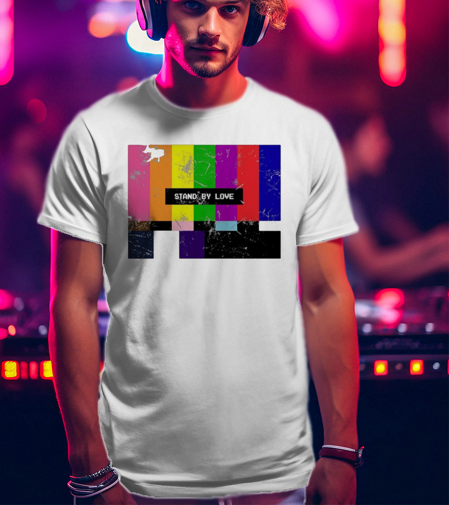 Stand By Love Retro TV Rainbow Pride Multicolor Lines T-Shirt