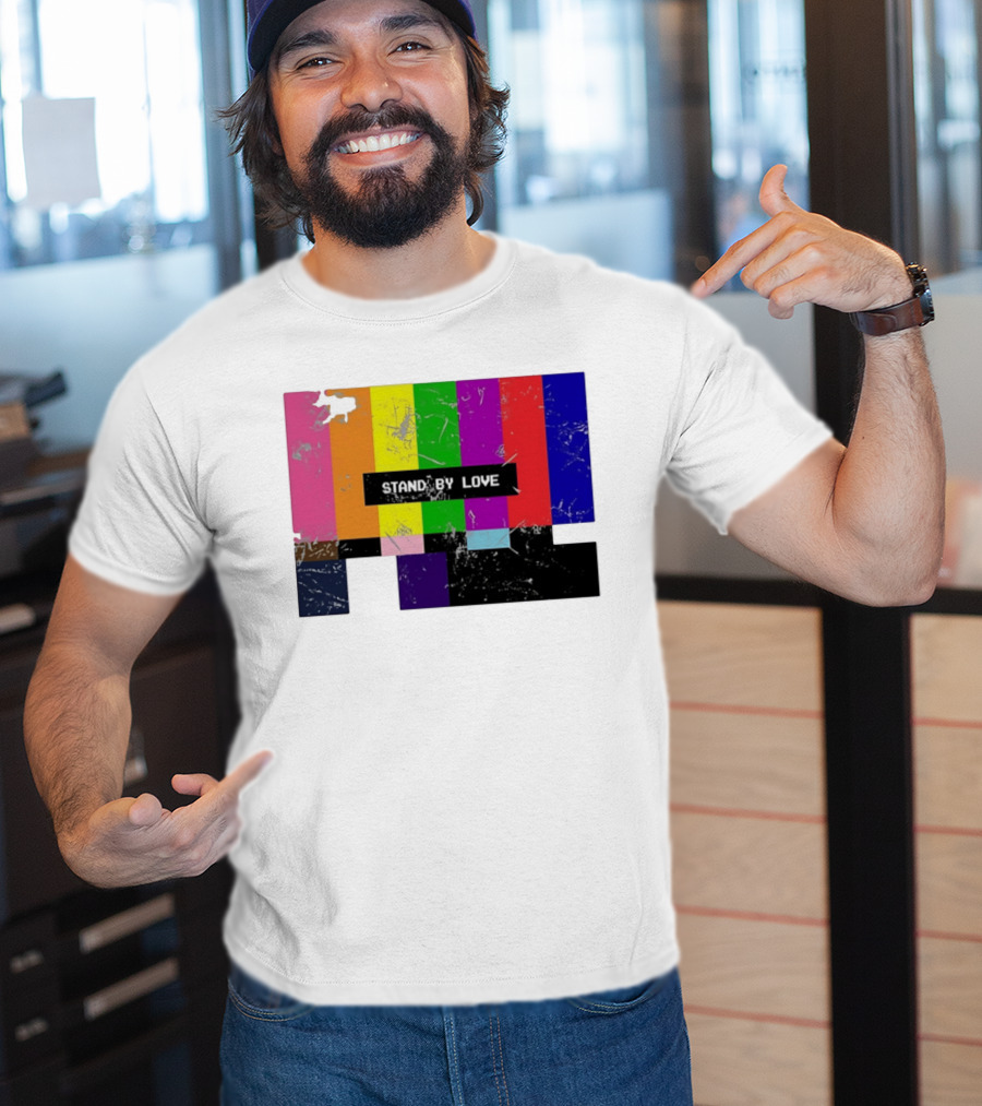 Stand By Love Retro TV Rainbow Pride Multicolor Lines T-Shirt