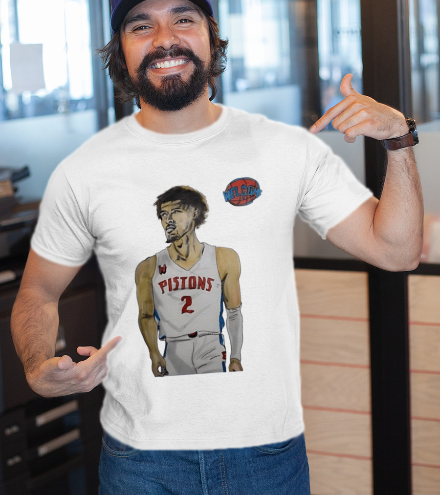Cade Cunningham Welcome Detroit Pistons Hand Drawn Basketball Player Number 2 T-Shirt