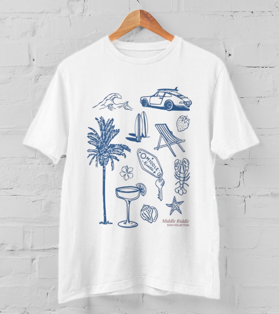 The Coastal Sheer 2026 Summer Collection Palm Waves Surfing Suntanning Chilling Ocean Daze Adventure T-Shirt