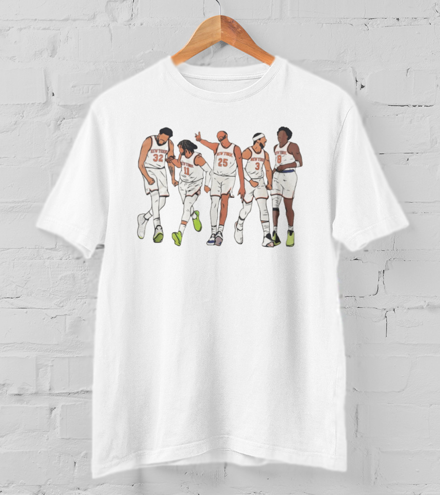 New York Knicks Big Five Players Basketball NBA Cartoon 2026 Team Jersey Fan T-Shirt