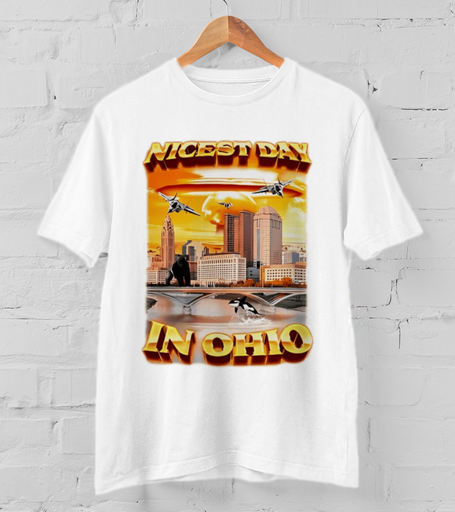 Nicest Day In Ohio Cityscape With Jets And Wildlife T-Shirt