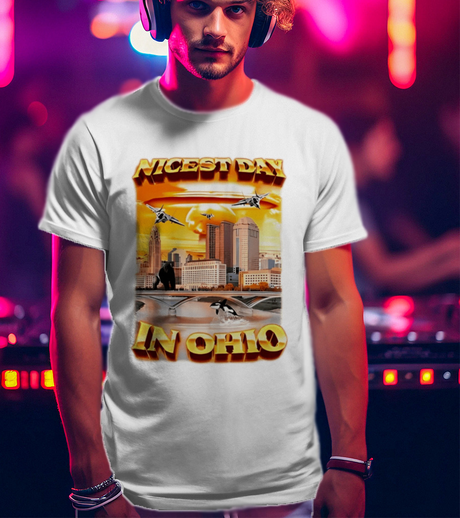 Nicest Day In Ohio Cityscape With Jets And Wildlife T-Shirt