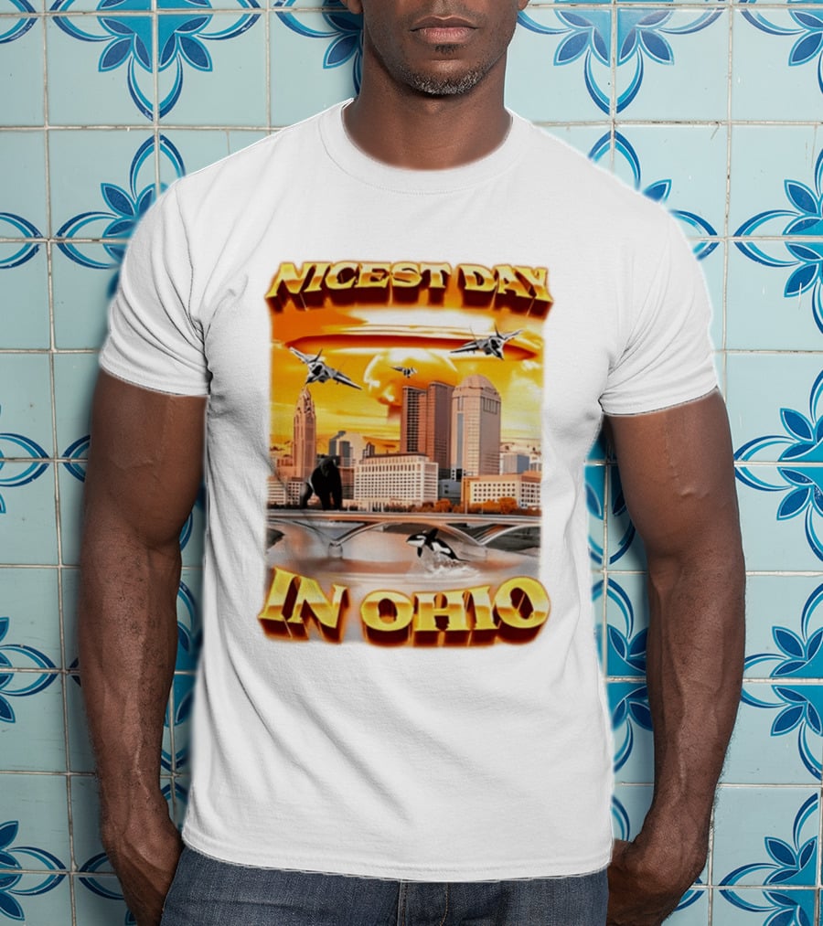 Nicest Day In Ohio Cityscape With Jets And Wildlife T-Shirt