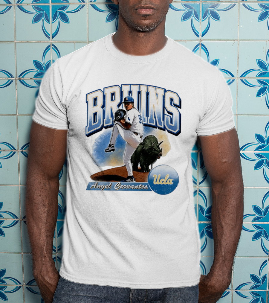 UCLA Bruins Angel Cervantes Baseball Player With Dinosaur T-Shirt