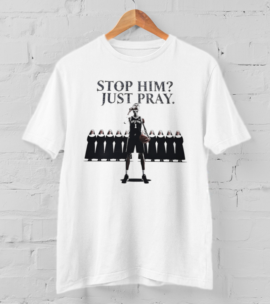 Victor Wembanyama Alien Mask Stop Him Just Pray Nuns T-Shirt