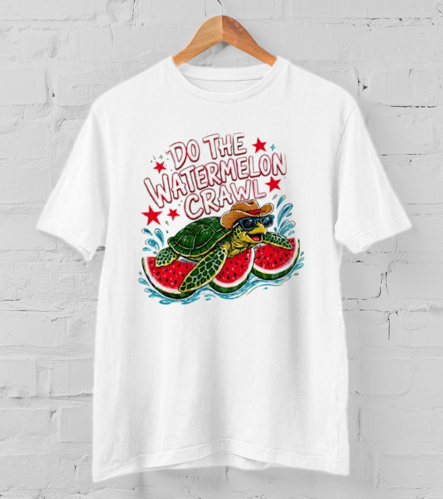Do The Watermelon Crawl Turtle Cowboy Sunglasses Summer Fun T-Shirt