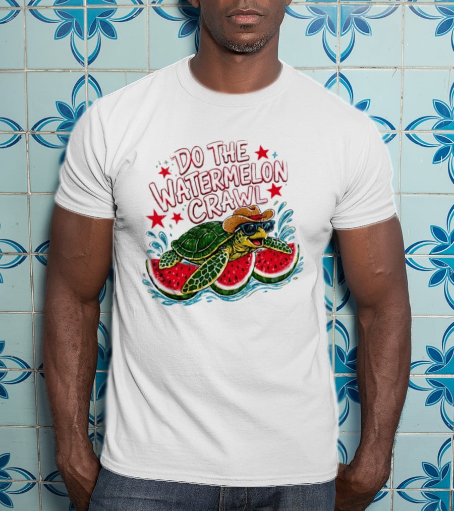 Do The Watermelon Crawl Turtle Cowboy Sunglasses Summer Fun T-Shirt