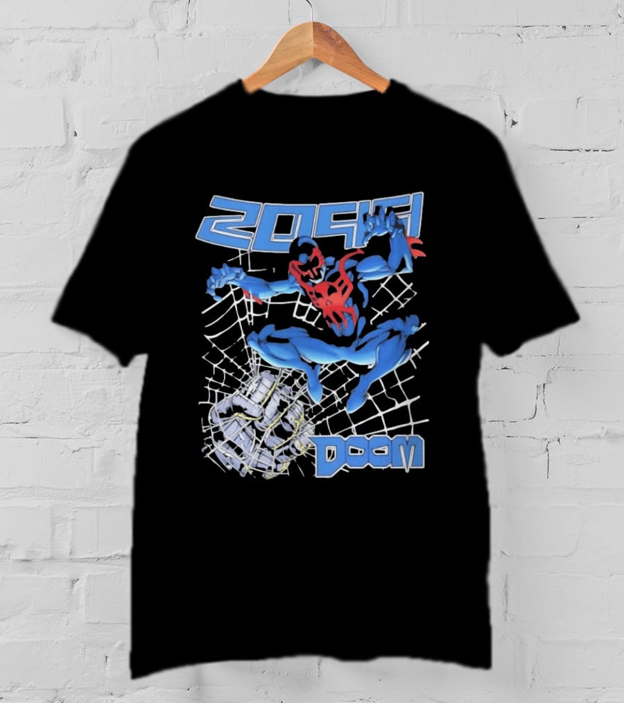 2099 Spider Man Doom Web Punching Action T-Shirt