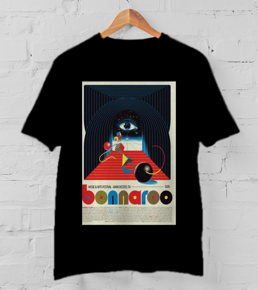 Bonnaroo Music & Arts Festival 2026 Manchester TN June 11 14 Retro Eye T-Shirt