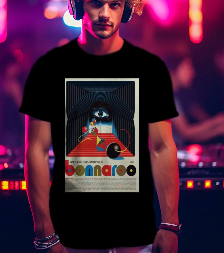 Bonnaroo Music & Arts Festival 2026 Manchester TN June 11 14 Retro Eye T-Shirt