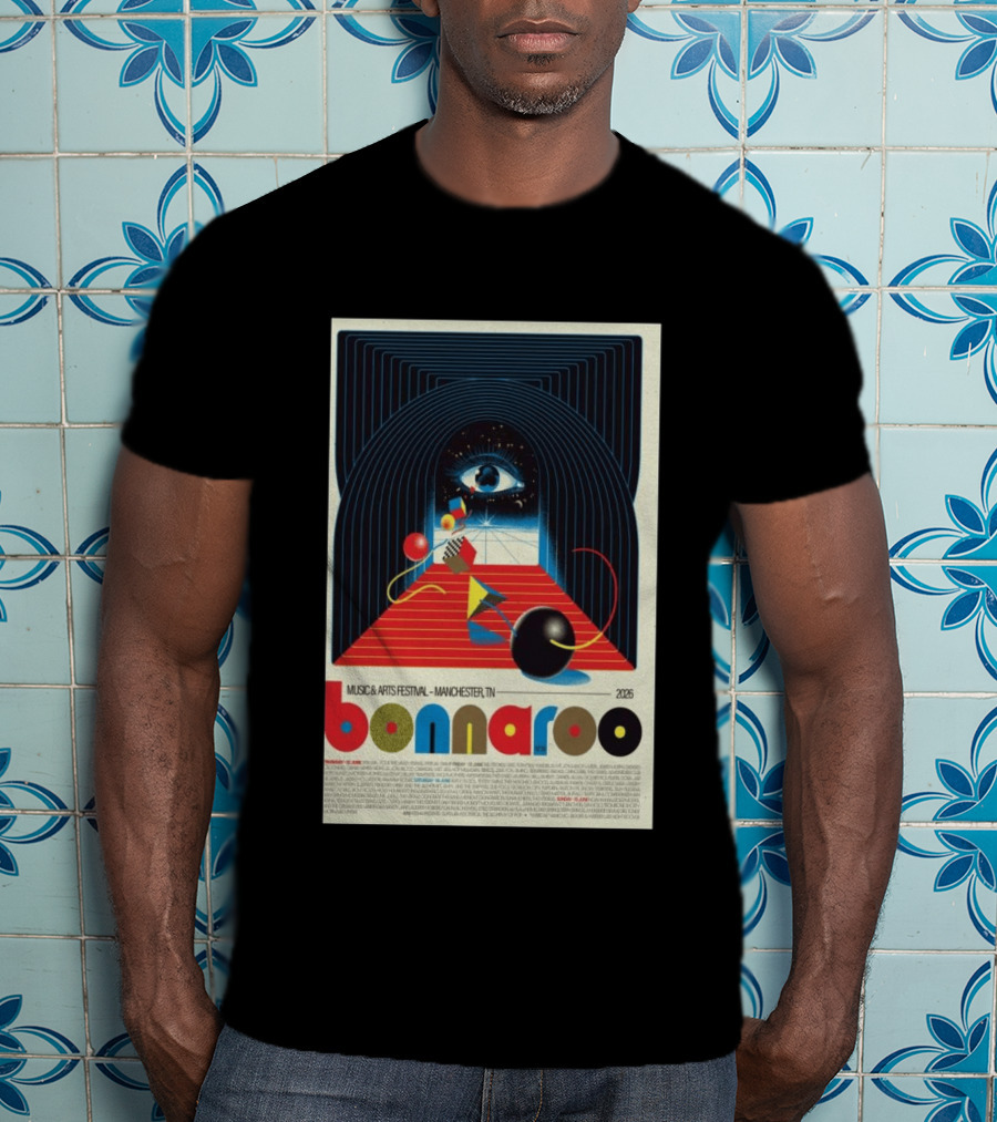Bonnaroo Music & Arts Festival 2026 Manchester TN June 11 14 Retro Eye T-Shirt