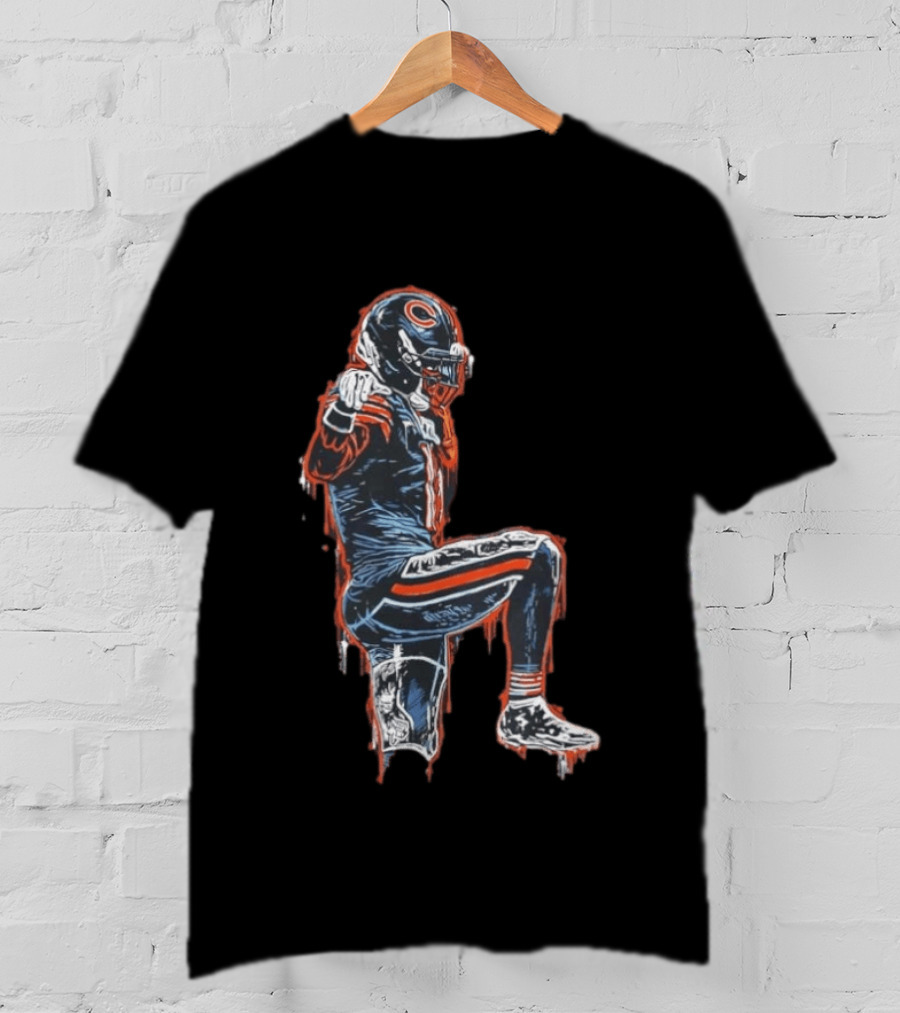 Chicago Bears Kneeling Player Dripping Effect Football Merchandise T-Shirt