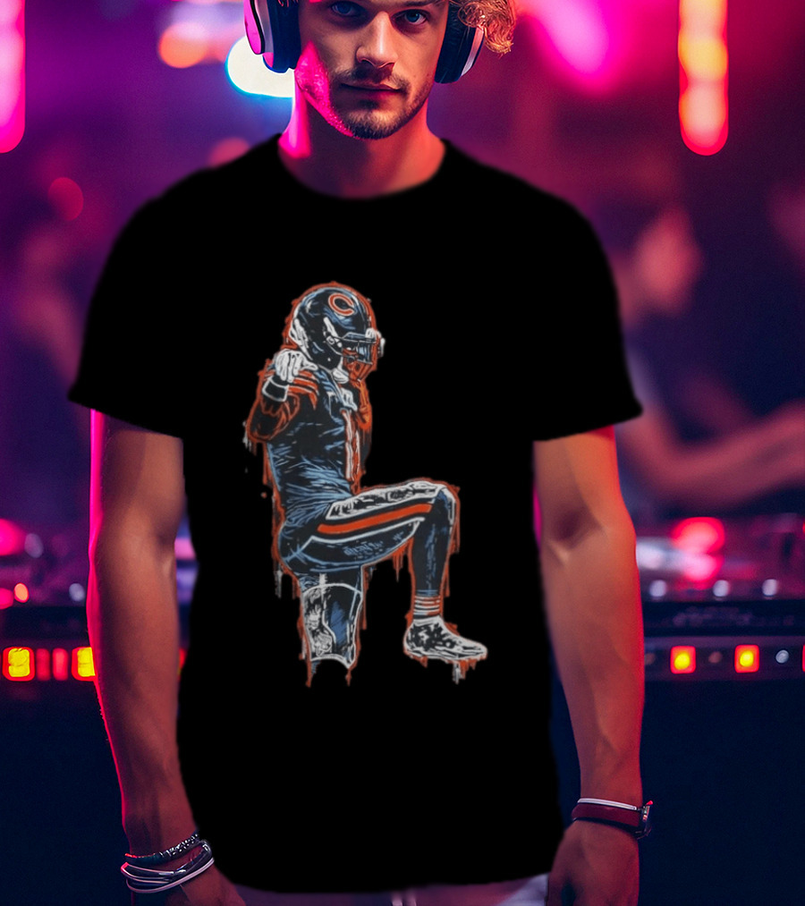 Chicago Bears Kneeling Player Dripping Effect Football Merchandise T-Shirt