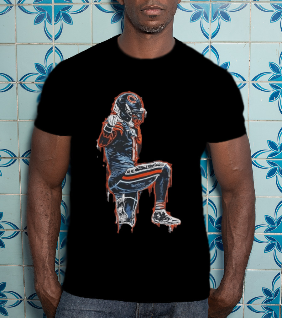 Chicago Bears Kneeling Player Dripping Effect Football Merchandise T-Shirt