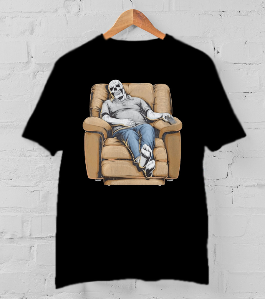 Dying To Relax Skeleton Recliner Couch Potato T-Shirt