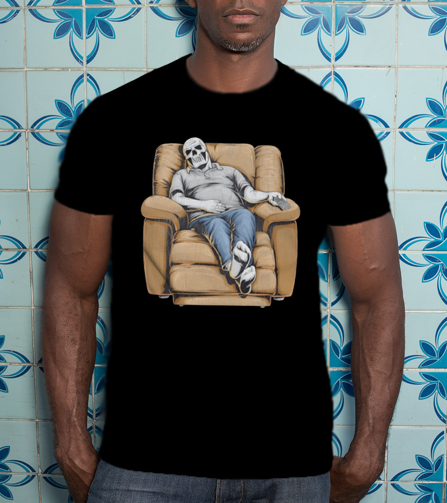 Dying To Relax Skeleton Recliner Couch Potato T-Shirt