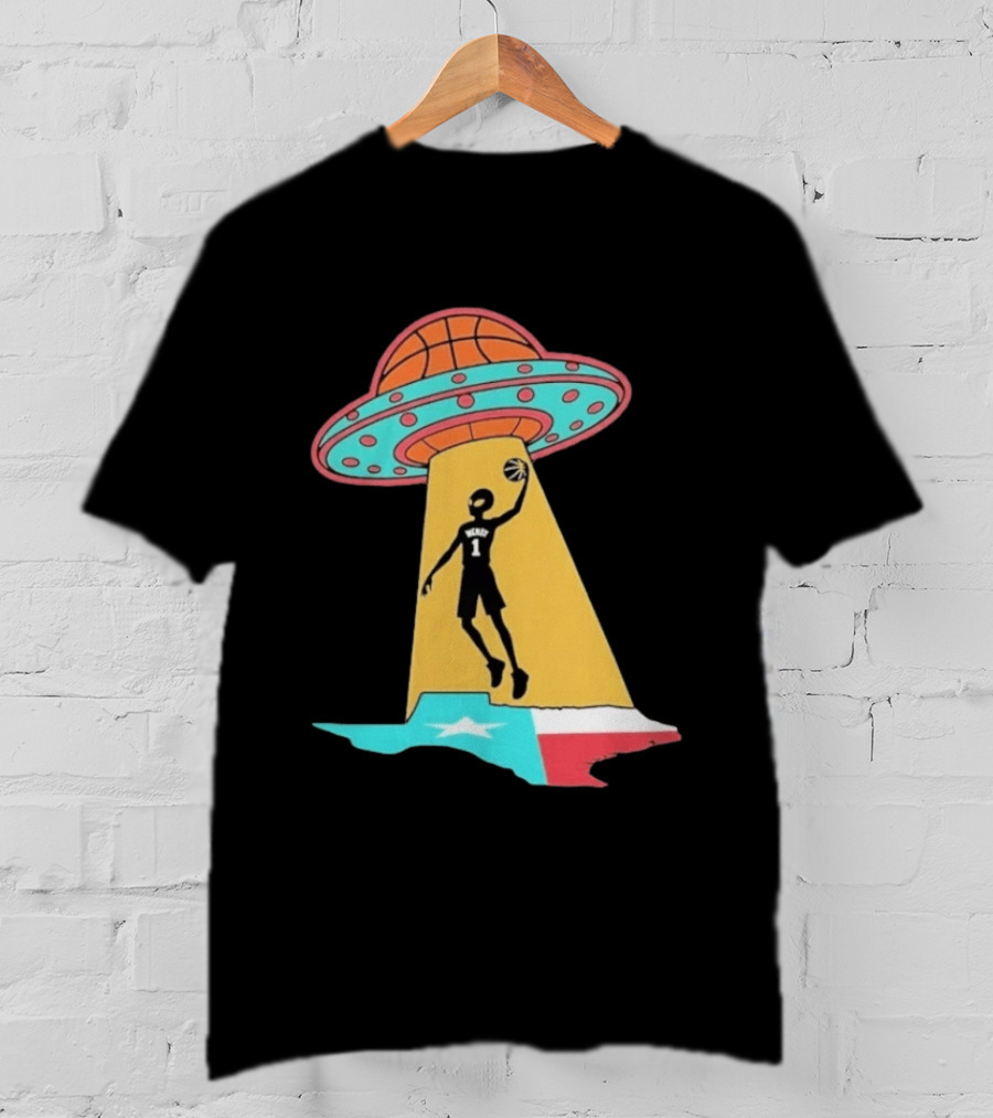 San Antonio Wemby The Alien Spurs Star UFO Basketball Texas T-Shirt