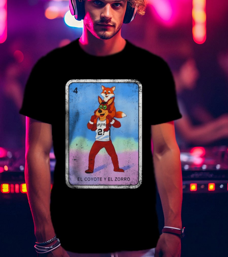 San Antonio Spurs Coyote El Zorro Lotería Card Number 4 T-Shirt