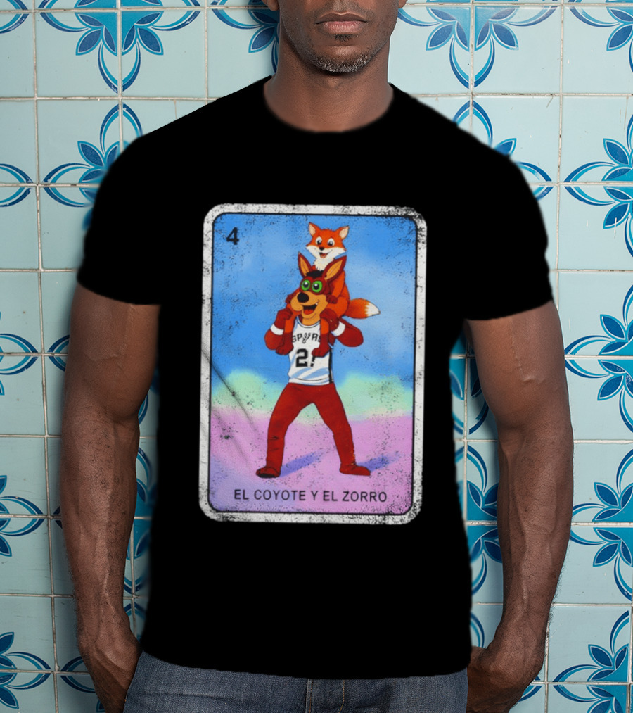 San Antonio Spurs Coyote El Zorro Lotería Card Number 4 T-Shirt