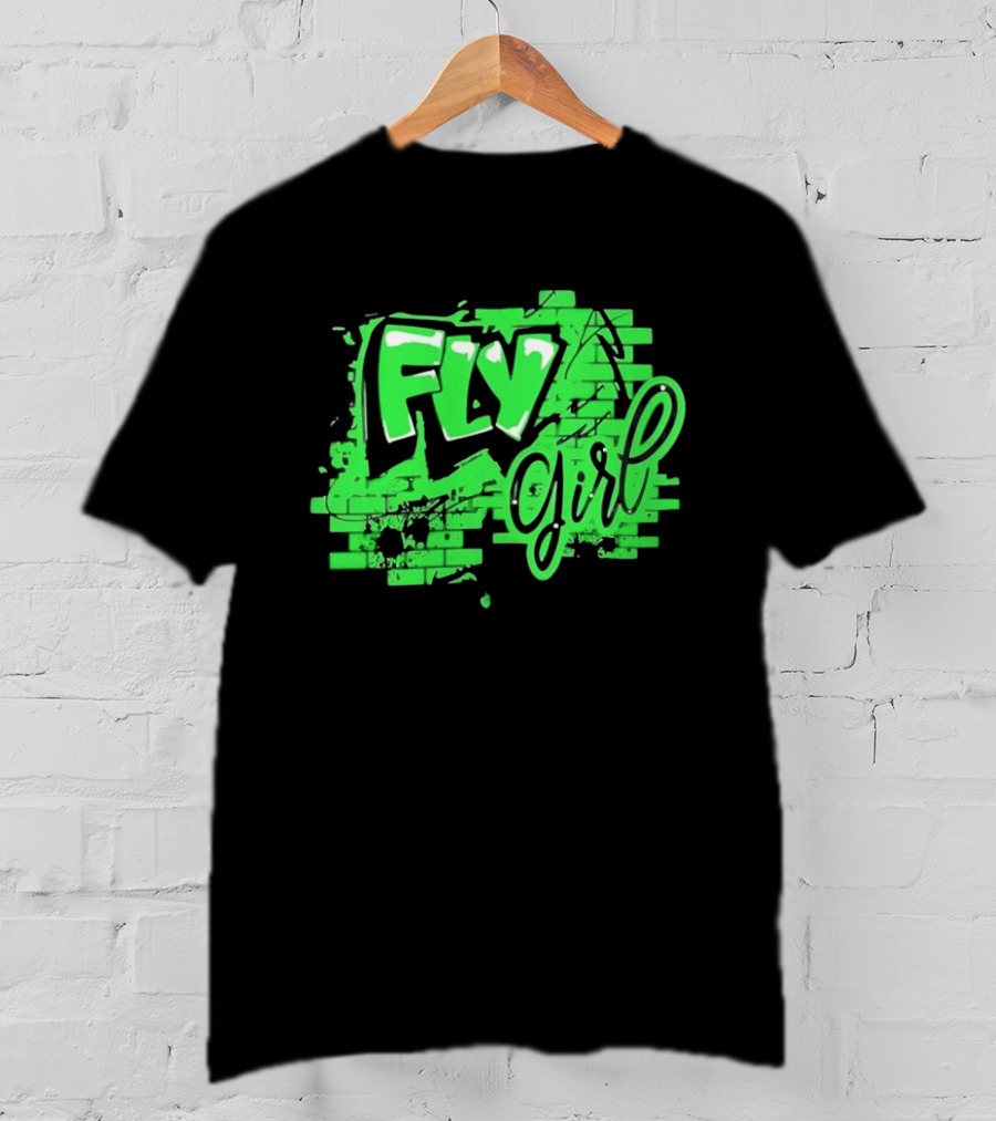 Fly Girl Graffiti Street Brick Wall T-Shirt