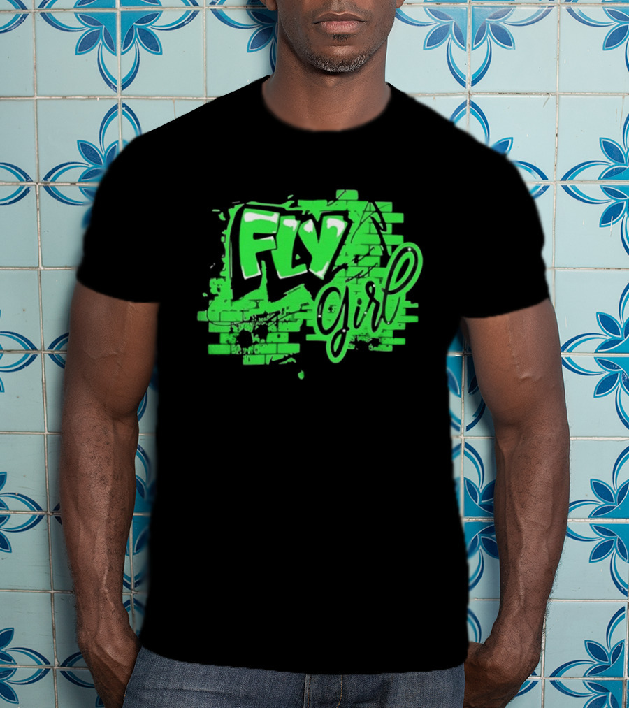 Fly Girl Graffiti Street Brick Wall T-Shirt