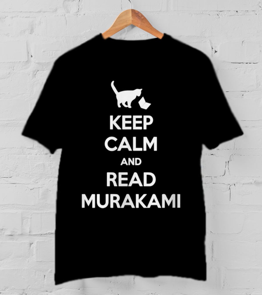 Keep Calm And Read Murakami Cat With Book T-Shirt