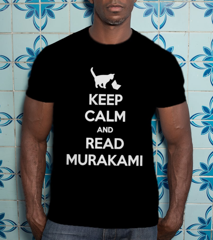 Keep Calm And Read Murakami Cat With Book T-Shirt