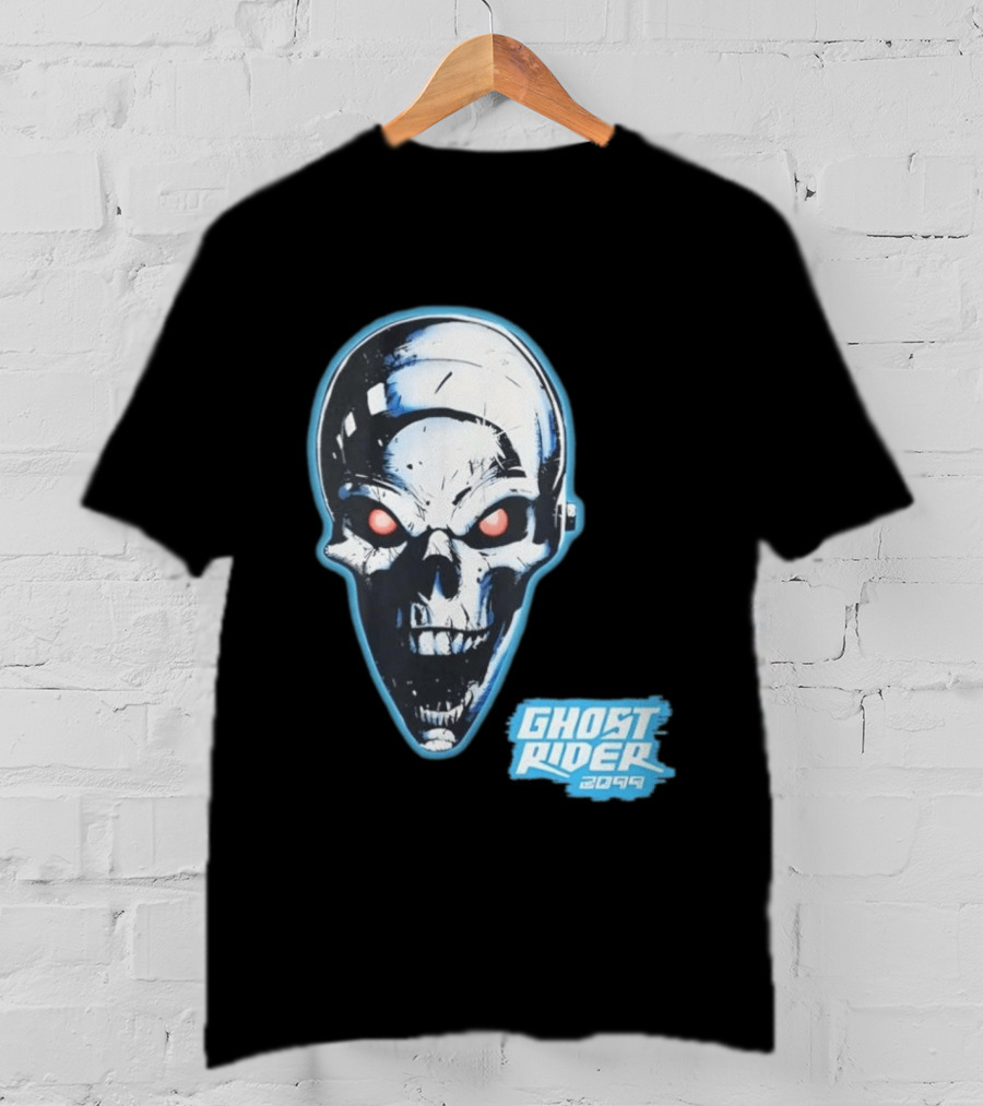 Ghost Rider 2099 Chrome Skull Head Red Eyes Iconic Comic T-Shirt
