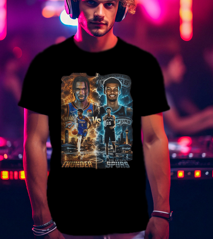 Shai Gilgeous Alexander Oklahoma City Thunder Vs Victor Wembanyama San Antonio Spurs NBA Showdown T-Shirt