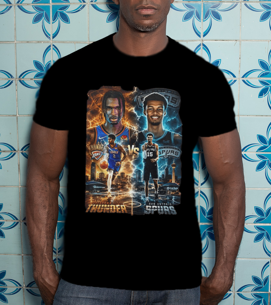 Shai Gilgeous Alexander Oklahoma City Thunder Vs Victor Wembanyama San Antonio Spurs NBA Showdown T-Shirt
