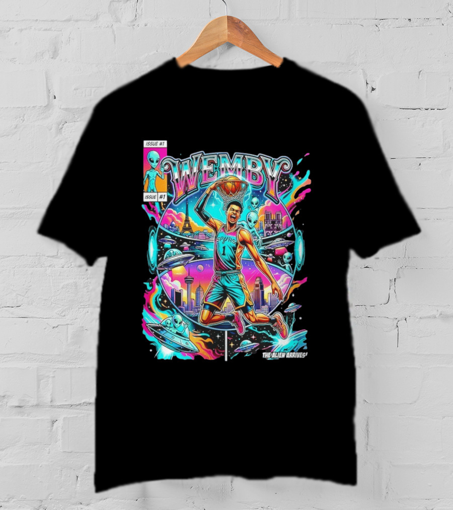 Wemby The Alien Arrives San Antonio Spurs Basketball Issue #1 T-Shirt