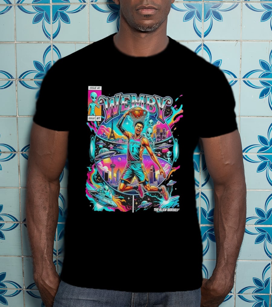 Wemby The Alien Arrives San Antonio Spurs Basketball Issue #1 T-Shirt