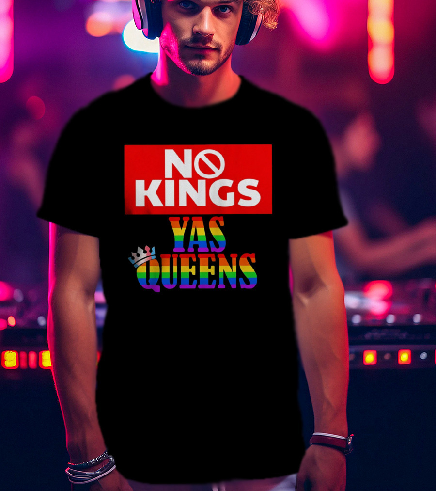 No Kings Yas Queens Rainbow Lettering With Crown T-Shirt