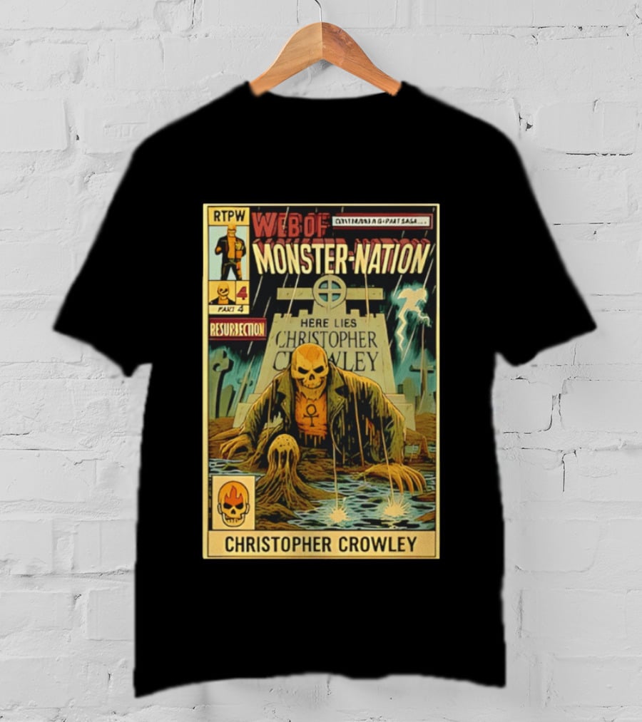Resurrection Web Of Monster Nation Christopher Crowley Comic Part 4 Skeleton Tombstone T-Shirt