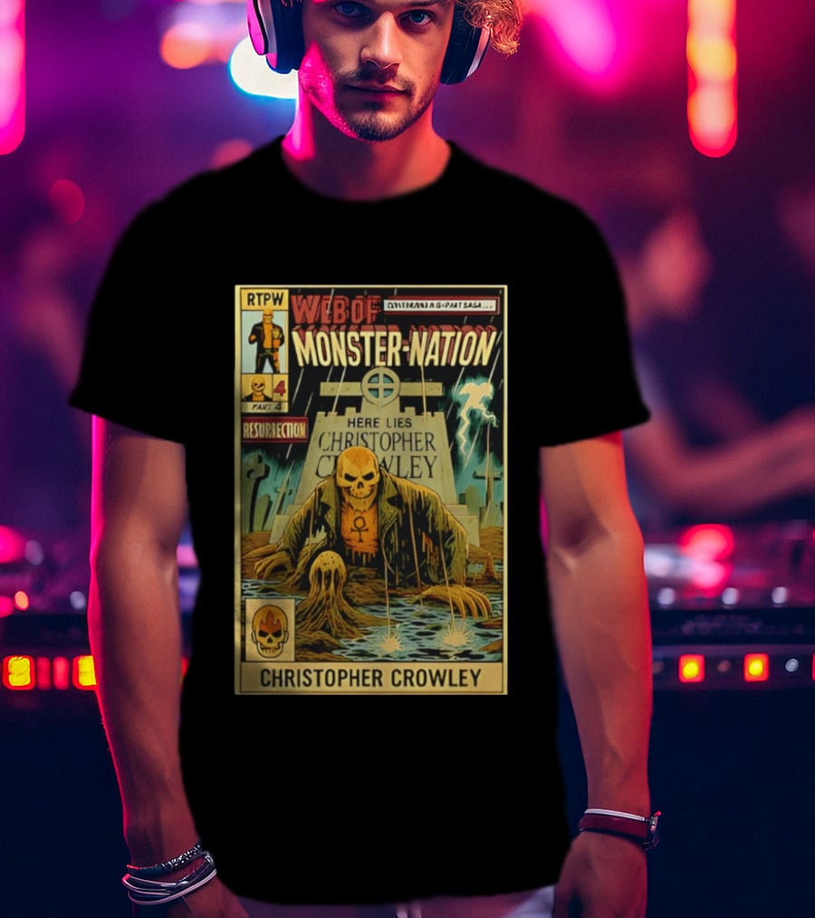 Resurrection Web Of Monster Nation Christopher Crowley Comic Part 4 Skeleton Tombstone T-Shirt
