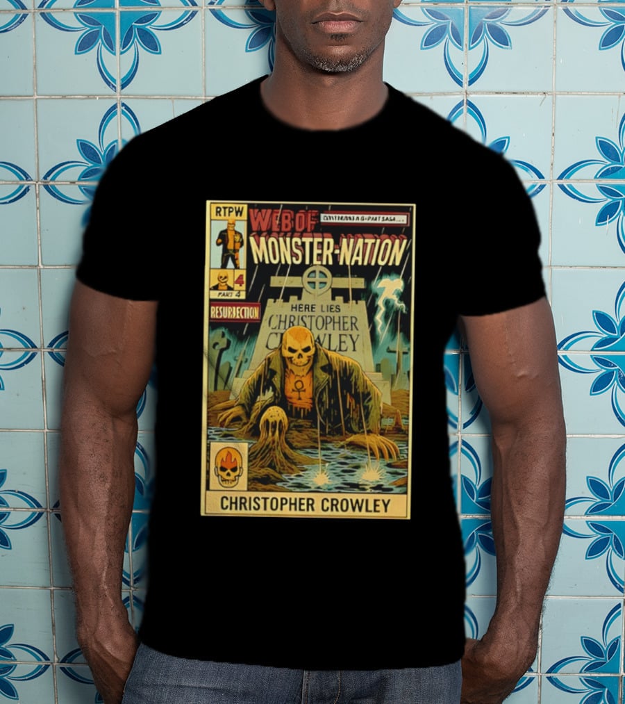 Resurrection Web Of Monster Nation Christopher Crowley Comic Part 4 Skeleton Tombstone T-Shirt