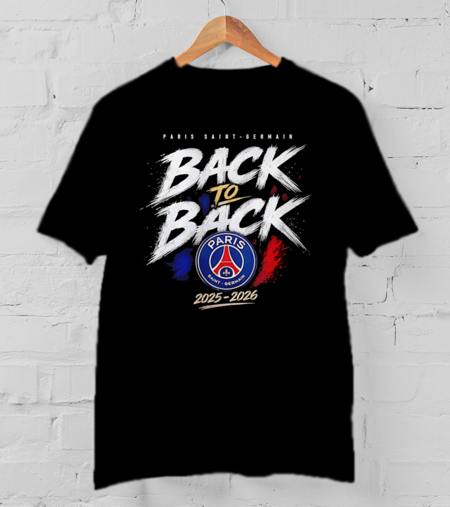 Paris Saint Germain Back To Back 2025 2026 Logo Champion Celebration T-Shirt