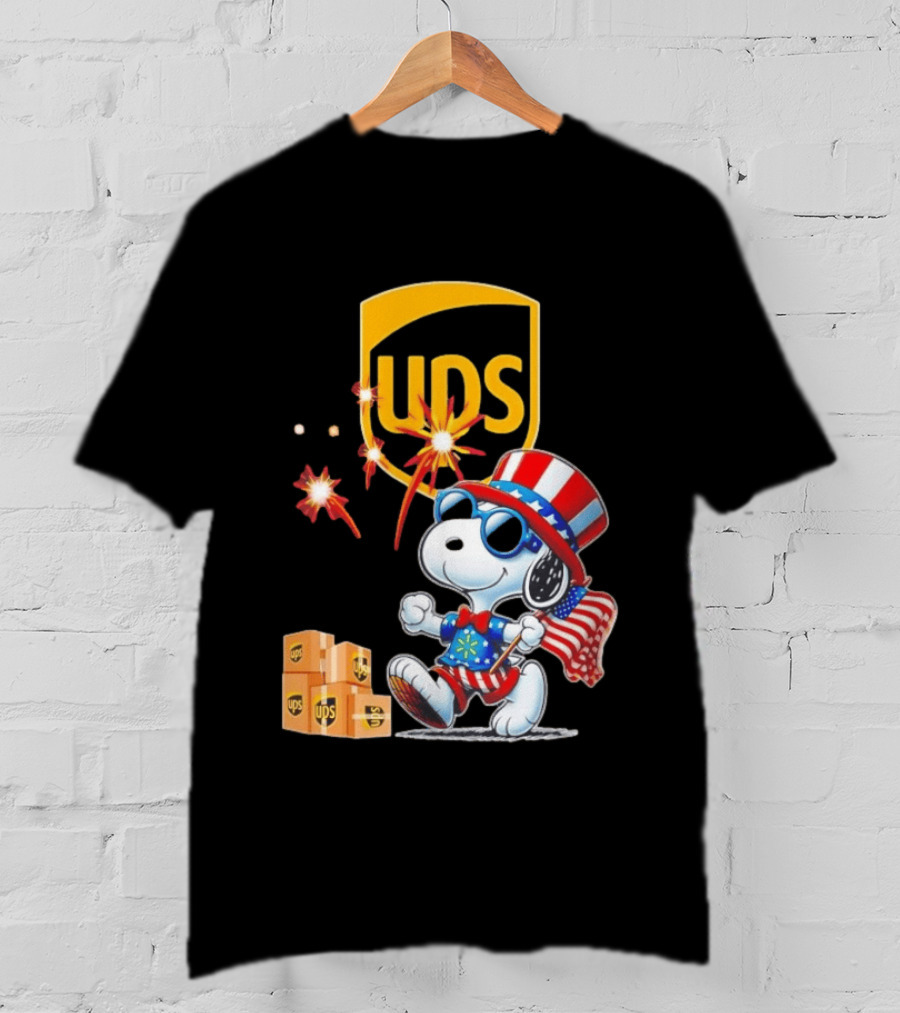 Patriotic Snoopy Independence Day UPS Packages American Flag Celebration T-Shirt