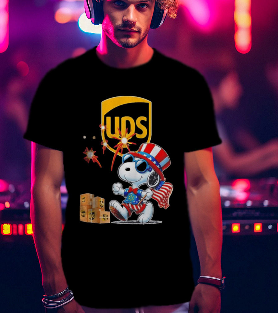 Patriotic Snoopy Independence Day UPS Packages American Flag Celebration T-Shirt