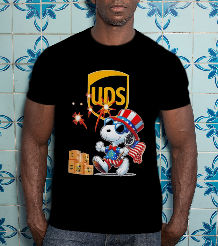 Patriotic Snoopy Independence Day UPS Packages American Flag Celebration T-Shirt