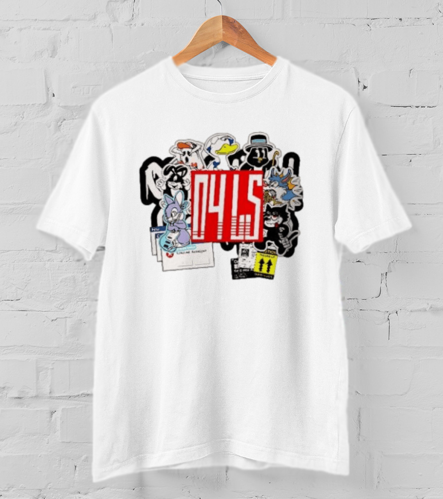 04LS Cartoon Characters Sticker Collection Bunny Cat Duck T-Shirt