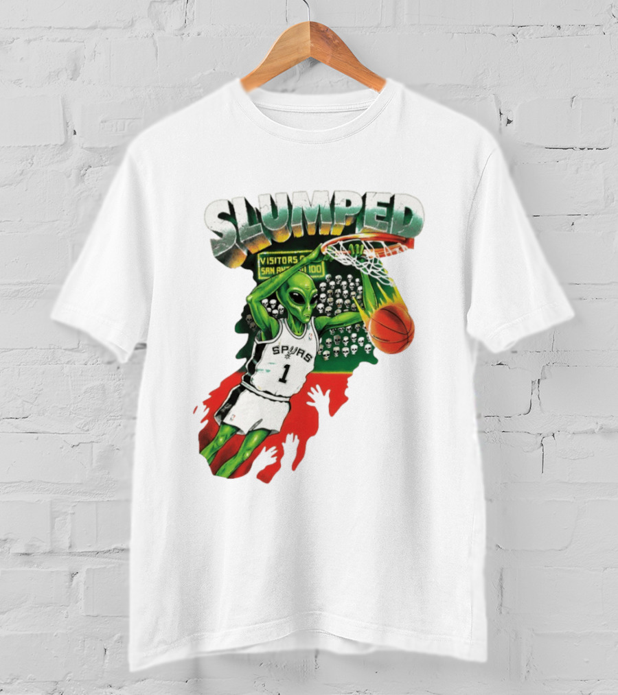 Slumped Alien Basketball Dunk Spurs Number 1 Visitors San Antonio 100 T-Shirt