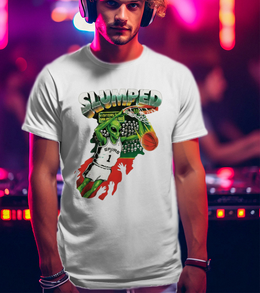 Slumped Alien Basketball Dunk Spurs Number 1 Visitors San Antonio 100 T-Shirt