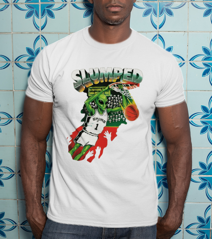 Slumped Alien Basketball Dunk Spurs Number 1 Visitors San Antonio 100 T-Shirt