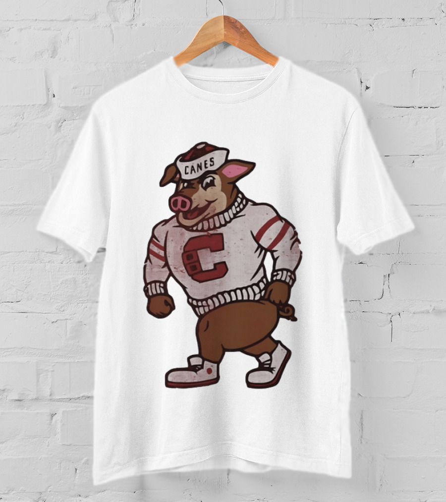 Carolina Hurricanes Canes Pig Hockey Cartoon Character Sweater T-Shirt
