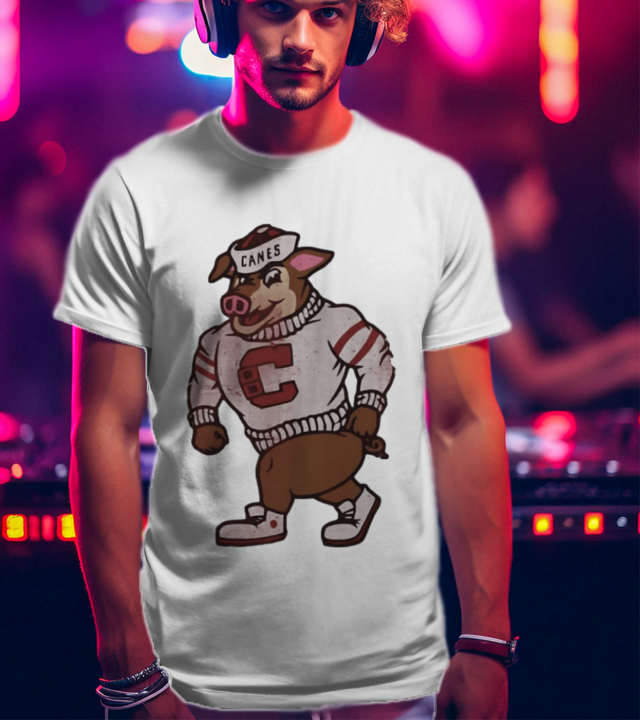 Carolina Hurricanes Canes Pig Hockey Cartoon Character Sweater T-Shirt